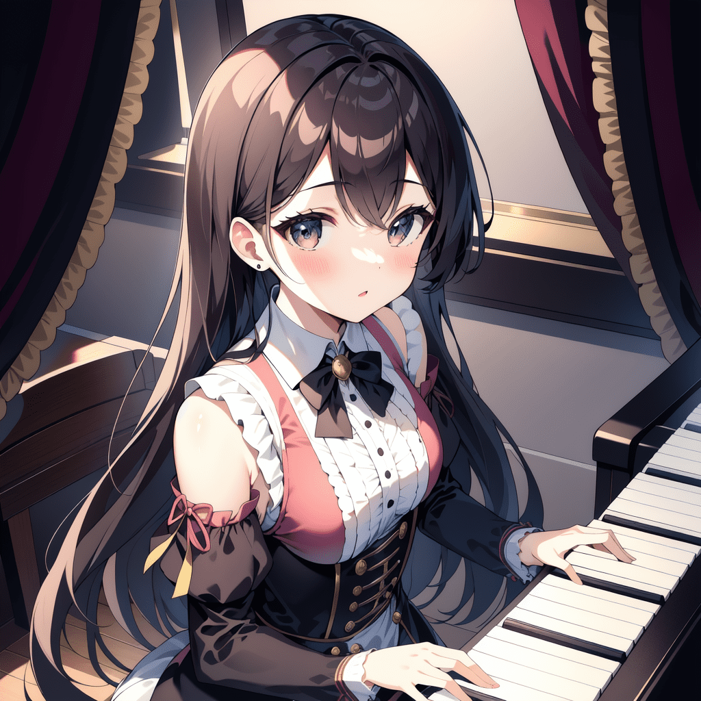 ピアノを弾いているポーズ
