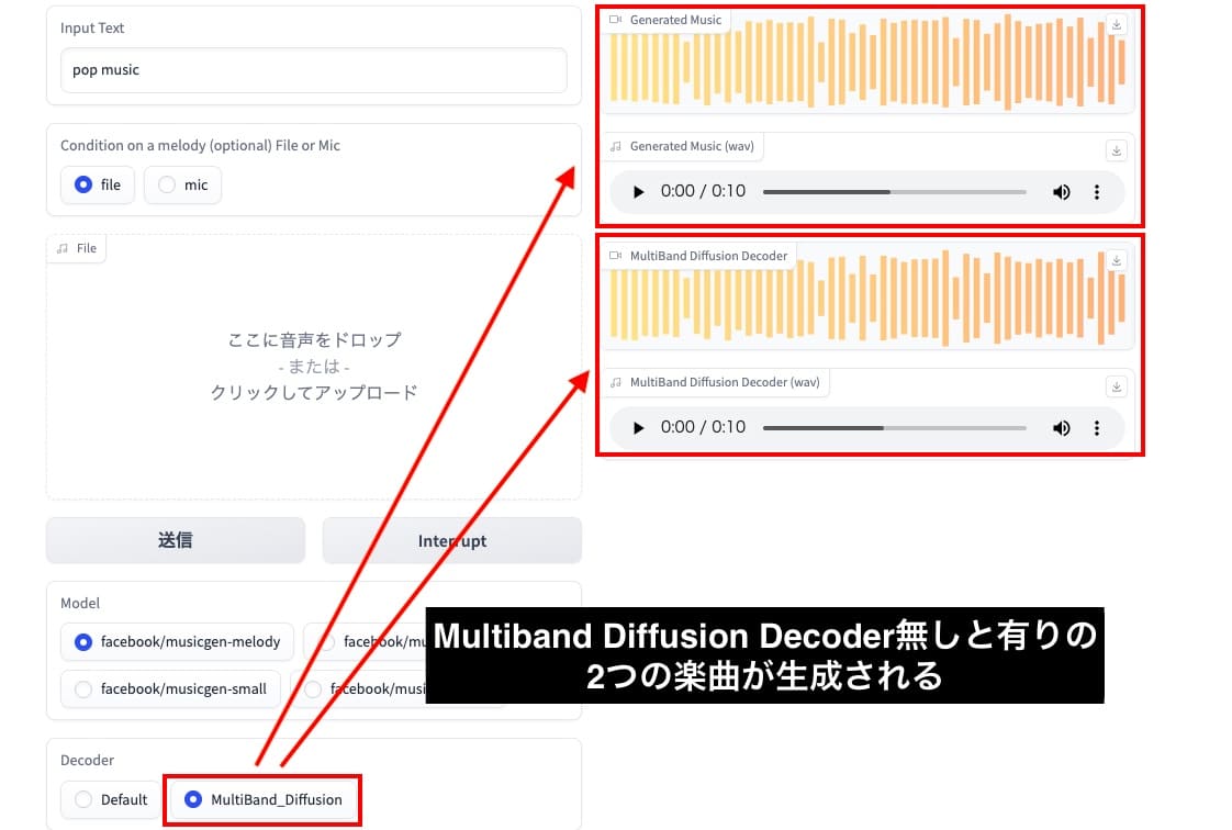 Multiband Diffusion Model 【text to music】無料でAI音楽生成できる!MusicGenの使い方 | 生成AI攻略
